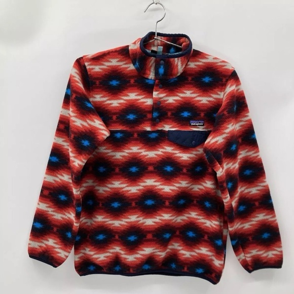 Patagonia Synchilla Pullover Womens M Snap T Multi Color Wild Desert Red - Picture 4 of 10